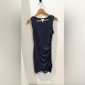 Leith Gray Sleeveless dress with side ruched - blue color sz SM